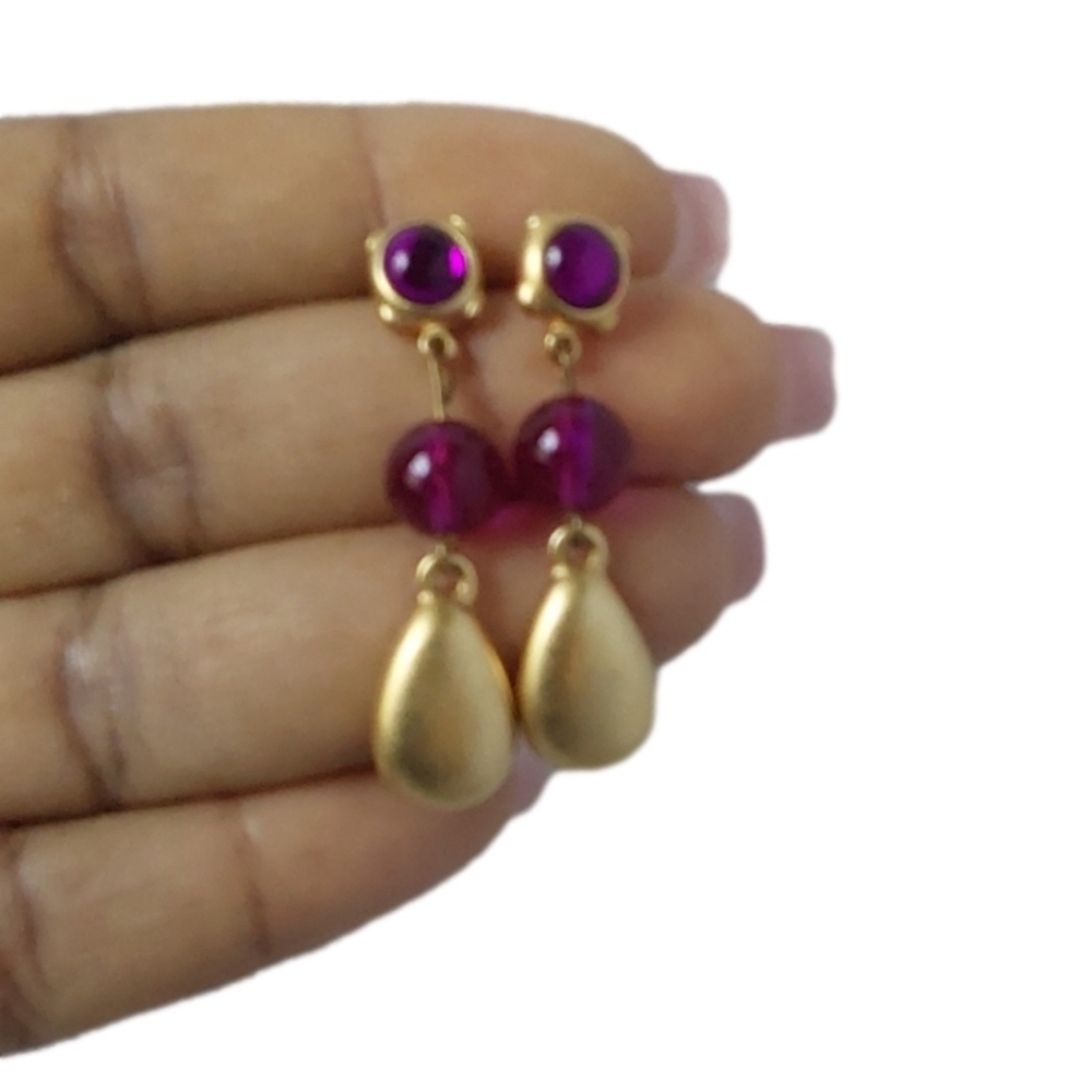 3 TIERS AMESTHY &‎ GOLD Tone EARRINGS